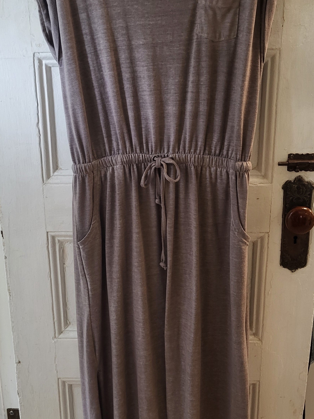 Time and Tru Taupe Scoop Neck T- Shirt Type, Pocket Maxi Dress
